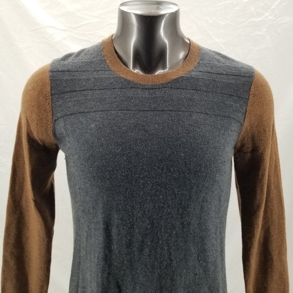 TOAD & CO Color Block Trillium Lambswool Crew Womans Sweater Brown Gray Size XL - Picture 9 of 12